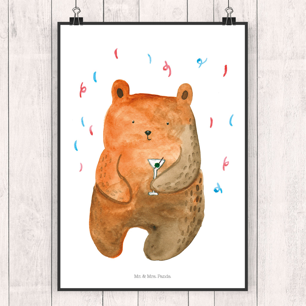 Poster Bär Party Poster, Wandposter, Bild, Wanddeko, Küchenposter, Kinderposter, Wanddeko Bild, Raumdekoration, Wanddekoration, Handgemaltes Poster, Mr. & Mrs. Panda Poster, Designposter, Kunstdruck, Posterdruck, Bär, Teddy, Teddybär, Geburtstag, Geburtstagsgeschenk, Geschenk, Party, Feiern, Abfeiern, Mitbringsel, Gute Laune, Lustig