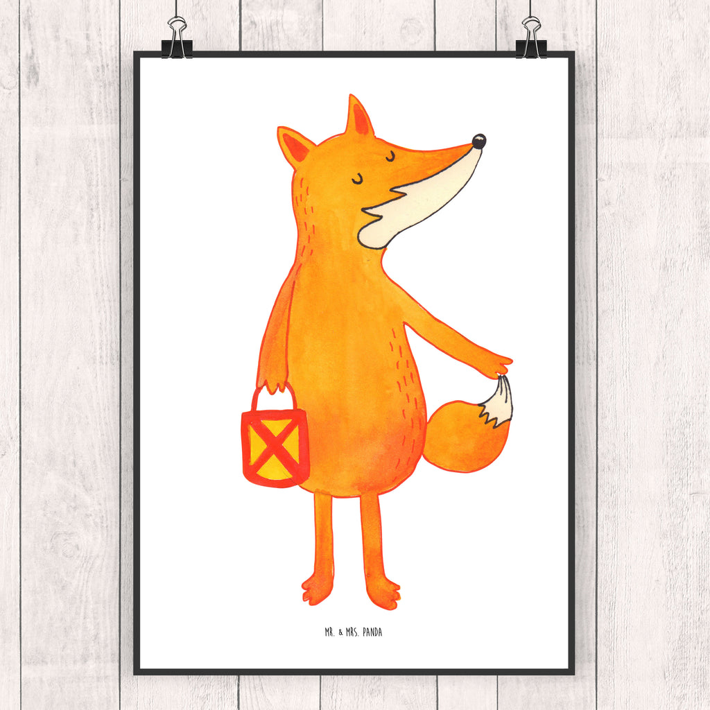 Poster Fuchs Laterne Poster, Wandposter, Bild, Wanddeko, Küchenposter, Kinderposter, Wanddeko Bild, Raumdekoration, Wanddekoration, Handgemaltes Poster, Mr. & Mrs. Panda Poster, Designposter, Kunstdruck, Posterdruck, Fuchs, Füchse, Spruch trösten, Liebeskummer Spruch, Laterne, Sankt Martin, Laternenumzug, Aufmuntern, Cäsar Otto Hugo Flaischlen