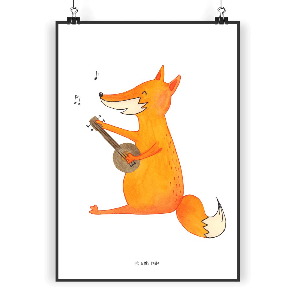 Poster Fuchs Gitarre Poster, Wandposter, Bild, Wanddeko, Küchenposter, Kinderposter, Wanddeko Bild, Raumdekoration, Wanddekoration, Handgemaltes Poster, Mr. & Mrs. Panda Poster, Designposter, Kunstdruck, Posterdruck, Fuchs, Füchse, Geschenk Musiker, Musik Spruch, Musikerin, Sänger, Sängerin, Gitarre