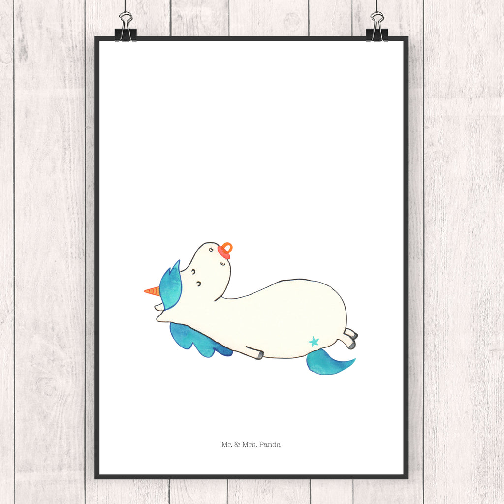 Poster Einhorn Schnullie Poster, Wandposter, Bild, Wanddeko, Küchenposter, Kinderposter, Wanddeko Bild, Raumdekoration, Wanddekoration, Handgemaltes Poster, Mr. & Mrs. Panda Poster, Designposter, Kunstdruck, Posterdruck, Einhorn, Einhörner, Einhorn Deko, Pegasus, Unicorn, Baby, Kleinkind, Geburt, Geburtstag, Säugling, Schnuller, Geschenk Geburt, Mutter, Mama