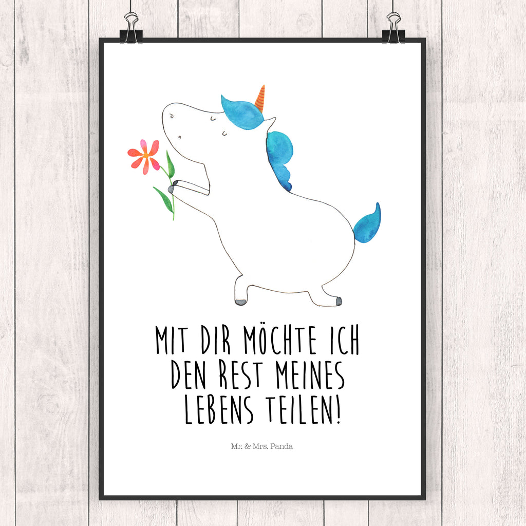 Poster Einhorn Blume Poster, Wandposter, Bild, Wanddeko, Küchenposter, Kinderposter, Wanddeko Bild, Raumdekoration, Wanddekoration, Handgemaltes Poster, Mr. & Mrs. Panda Poster, Designposter, Kunstdruck, Posterdruck, Einhorn, Einhörner, Einhorn Deko, Pegasus, Unicorn, Liebe, Liebesbeweis, Antrag, Heiratsantrag, Verlobung, Ehepaar, Pärchen, Partner, Freund, Freundin, Ehe, heiraten