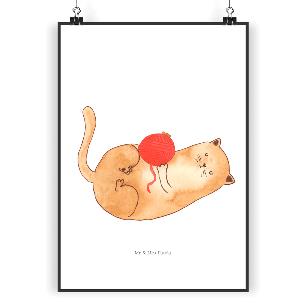 Poster Katzen Wollknäul Poster, Wandposter, Bild, Wanddeko, Küchenposter, Kinderposter, Wanddeko Bild, Raumdekoration, Wanddekoration, Handgemaltes Poster, Mr. & Mrs. Panda Poster, Designposter, Kunstdruck, Posterdruck, Katze, Katzenmotiv, Katzenfan, Katzendeko, Katzenfreund, Katzenliebhaber, Katzenprodukte, Katzenartikel, Katzenaccessoires, Katzensouvenirs, Katzenliebhaberprodukte, Katzenmotive, Katzen, Kater, Mietze, Cat, Cats, Katzenhalter, Katzenbesitzerin, Haustier, Wollknäuel, Wolle, Spielen, Spiel, verspielt