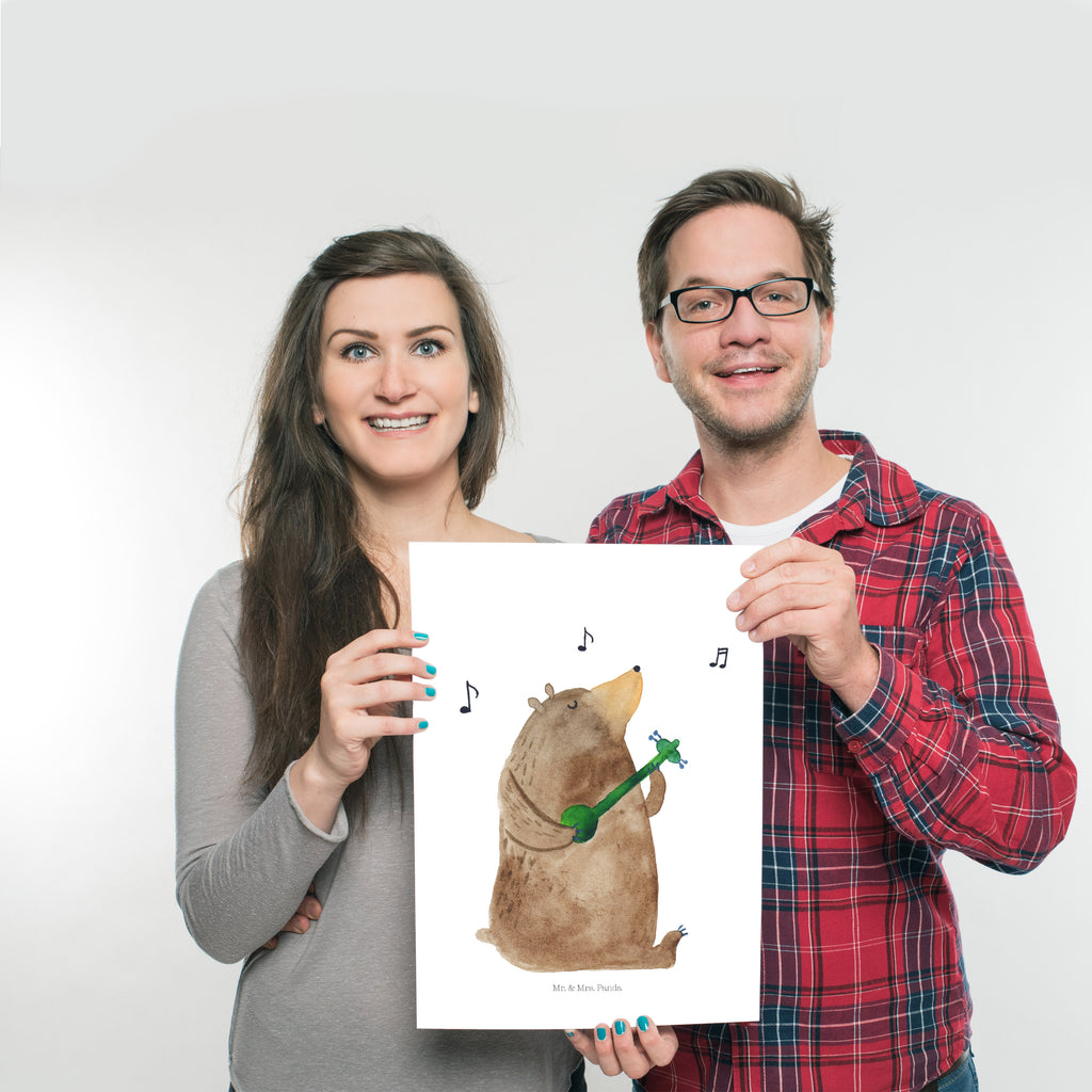 Poster Bär Gitarre Poster, Wandposter, Bild, Wanddeko, Küchenposter, Kinderposter, Wanddeko Bild, Raumdekoration, Wanddekoration, Handgemaltes Poster, Mr. & Mrs. Panda Poster, Designposter, Kunstdruck, Posterdruck, Bär, Teddy, Teddybär