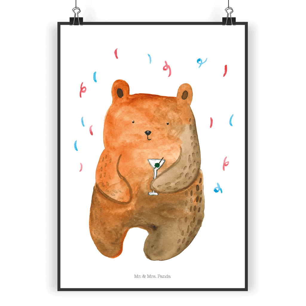 Poster Bär Party Poster, Wandposter, Bild, Wanddeko, Küchenposter, Kinderposter, Wanddeko Bild, Raumdekoration, Wanddekoration, Handgemaltes Poster, Mr. & Mrs. Panda Poster, Designposter, Kunstdruck, Posterdruck, Bär, Teddy, Teddybär, Geburtstag, Geburtstagsgeschenk, Geschenk, Party, Feiern, Abfeiern, Mitbringsel, Gute Laune, Lustig