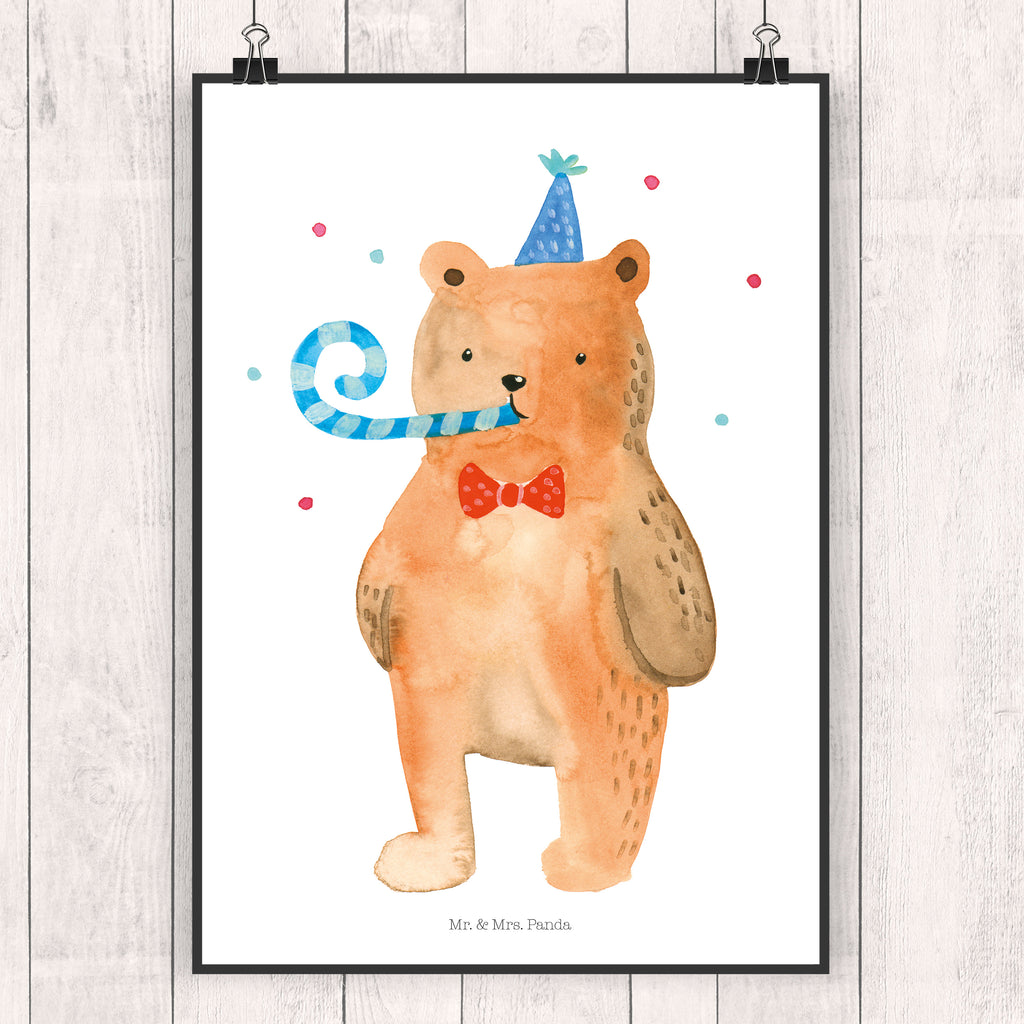Poster Birthday Bär Poster, Wandposter, Bild, Wanddeko, Küchenposter, Kinderposter, Wanddeko Bild, Raumdekoration, Wanddekoration, Handgemaltes Poster, Mr. & Mrs. Panda Poster, Designposter, Kunstdruck, Posterdruck, Bär, Teddy, Teddybär, Happy Birthday, Alles Gute, Glückwunsch, Geburtstag