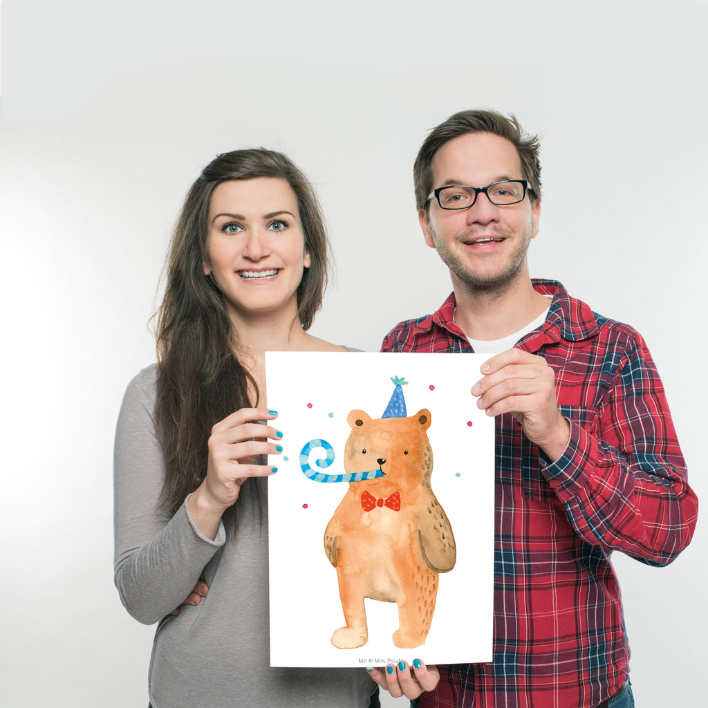 Poster Birthday Bär Poster, Wandposter, Bild, Wanddeko, Küchenposter, Kinderposter, Wanddeko Bild, Raumdekoration, Wanddekoration, Handgemaltes Poster, Mr. & Mrs. Panda Poster, Designposter, Kunstdruck, Posterdruck, Bär, Teddy, Teddybär, Happy Birthday, Alles Gute, Glückwunsch, Geburtstag