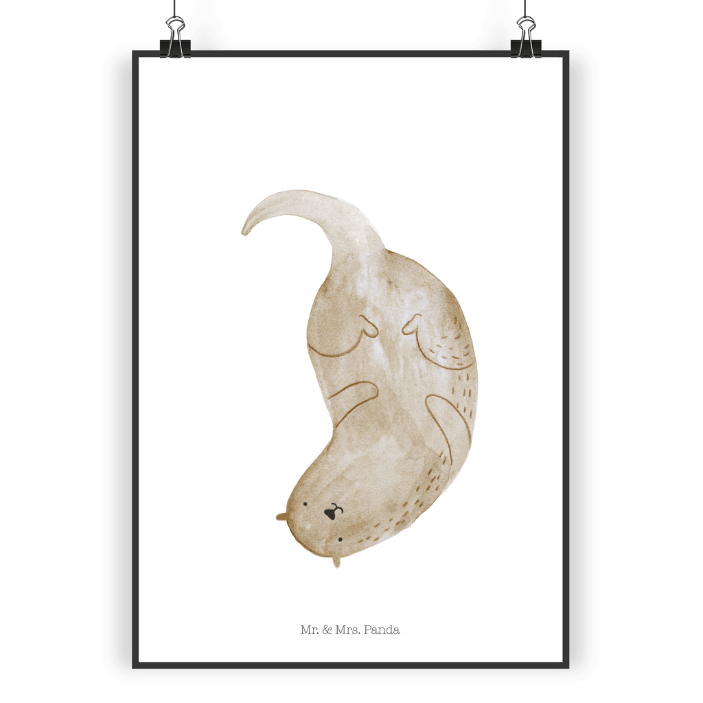 Poster Otter kopfüber Poster, Wandposter, Bild, Wanddeko, Küchenposter, Kinderposter, Wanddeko Bild, Raumdekoration, Wanddekoration, Handgemaltes Poster, Mr. & Mrs. Panda Poster, Designposter, Kunstdruck, Posterdruck, Otter, Fischotter, Seeotter, Otter Seeotter See Otter