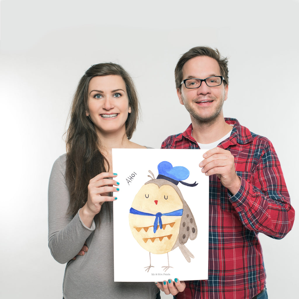 Poster Eule Matrosen Poster, Wandposter, Bild, Wanddeko, Küchenposter, Kinderposter, Wanddeko Bild, Raumdekoration, Wanddekoration, Handgemaltes Poster, Mr. & Mrs. Panda Poster, Designposter, Kunstdruck, Posterdruck, Eule, Eule Spruch, Eule Deko, Owl, Wortspiel lustig, Matrose, Freundin, Ehe, Seefahrer, Heimathafen, Hochzeitstag Geschenk