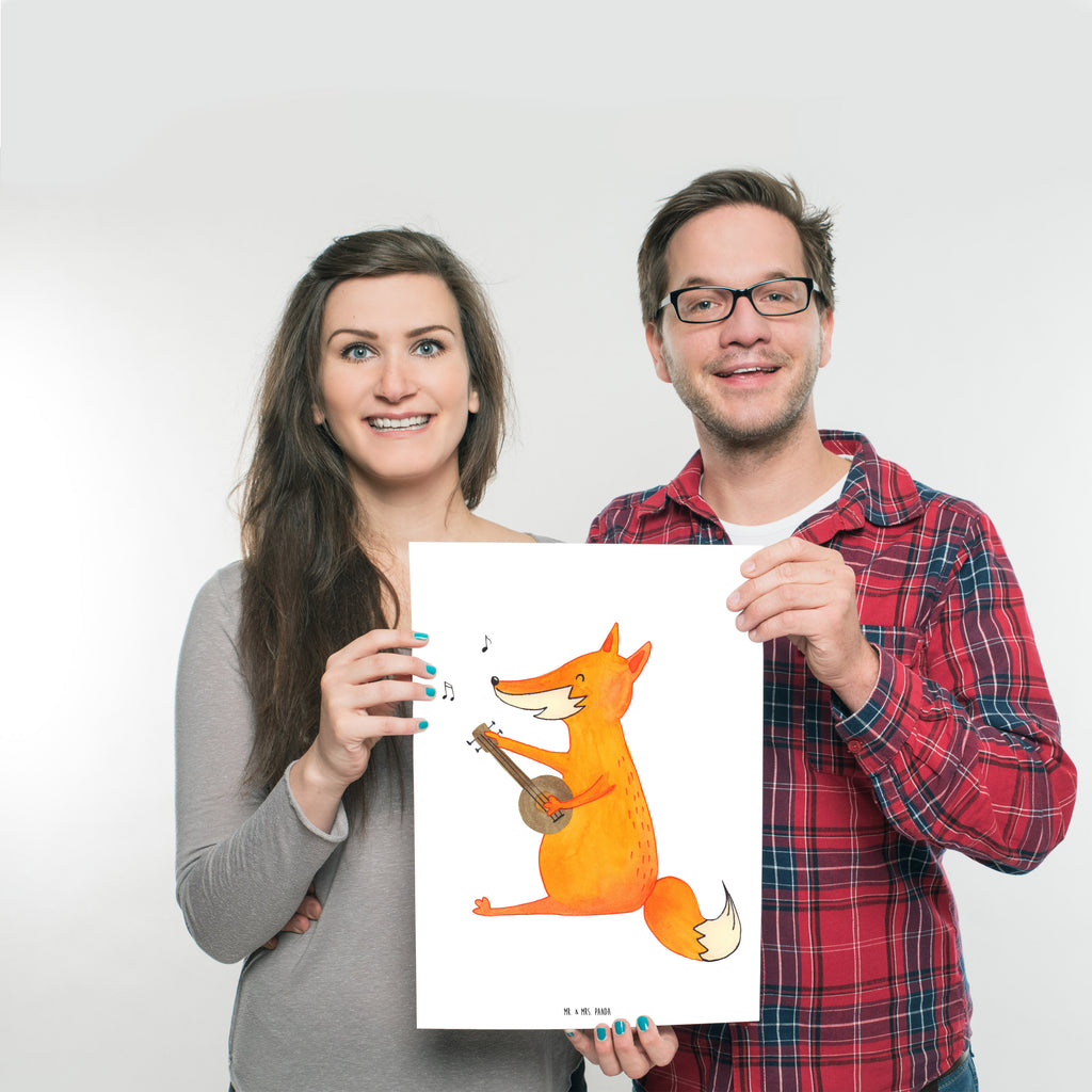 Poster Fuchs Gitarre Poster, Wandposter, Bild, Wanddeko, Küchenposter, Kinderposter, Wanddeko Bild, Raumdekoration, Wanddekoration, Handgemaltes Poster, Mr. & Mrs. Panda Poster, Designposter, Kunstdruck, Posterdruck, Fuchs, Füchse, Geschenk Musiker, Musik Spruch, Musikerin, Sänger, Sängerin, Gitarre