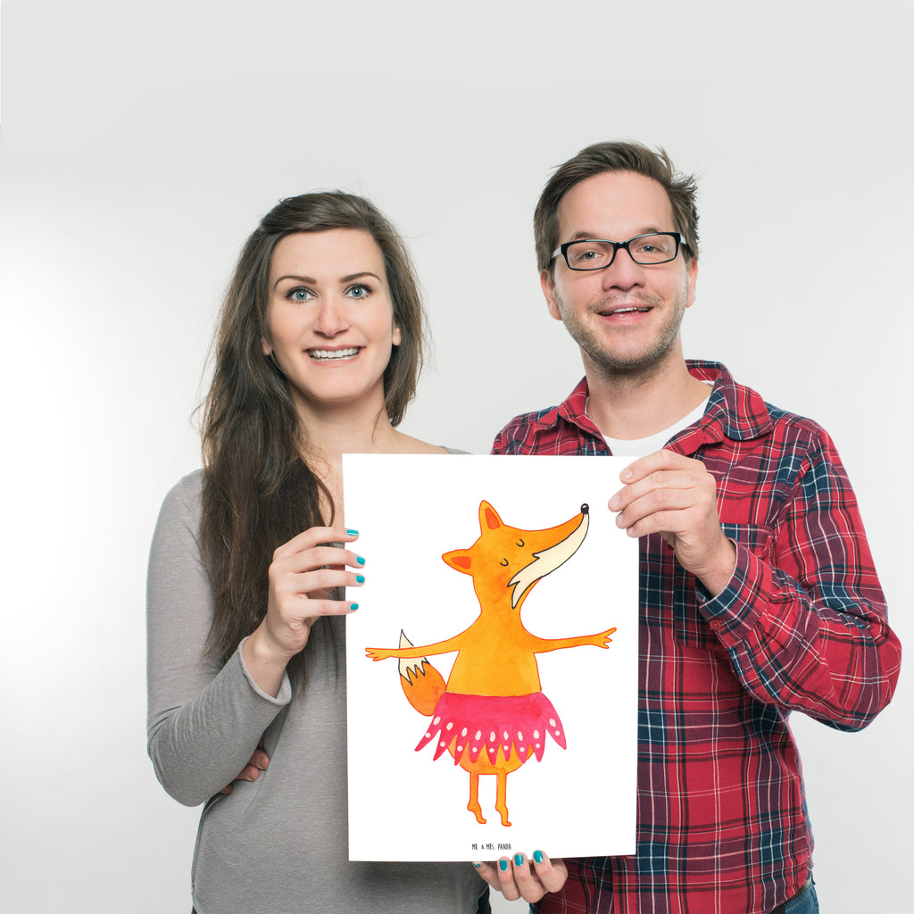 Poster Fuchs Ballerina Poster, Wandposter, Bild, Wanddeko, Küchenposter, Kinderposter, Wanddeko Bild, Raumdekoration, Wanddekoration, Handgemaltes Poster, Mr. & Mrs. Panda Poster, Designposter, Kunstdruck, Posterdruck, Fuchs, Fuchs Spruch, Füchse, Füchsin, Ballerina, Ballett, Tänzerin, Tanzen, Party, Einladung, Geburtstag