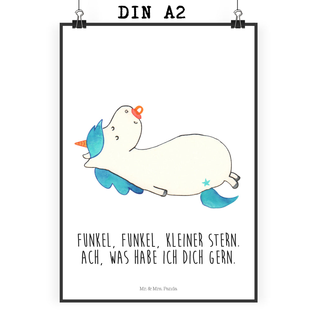 Poster Einhorn Schnullie Poster, Wandposter, Bild, Wanddeko, Küchenposter, Kinderposter, Wanddeko Bild, Raumdekoration, Wanddekoration, Handgemaltes Poster, Mr. & Mrs. Panda Poster, Designposter, Kunstdruck, Posterdruck, Einhorn, Einhörner, Einhorn Deko, Pegasus, Unicorn, Baby, Kleinkind, Geburt, Geburtstag, Säugling, Schnuller, Geschenk Geburt, Mutter, Mama