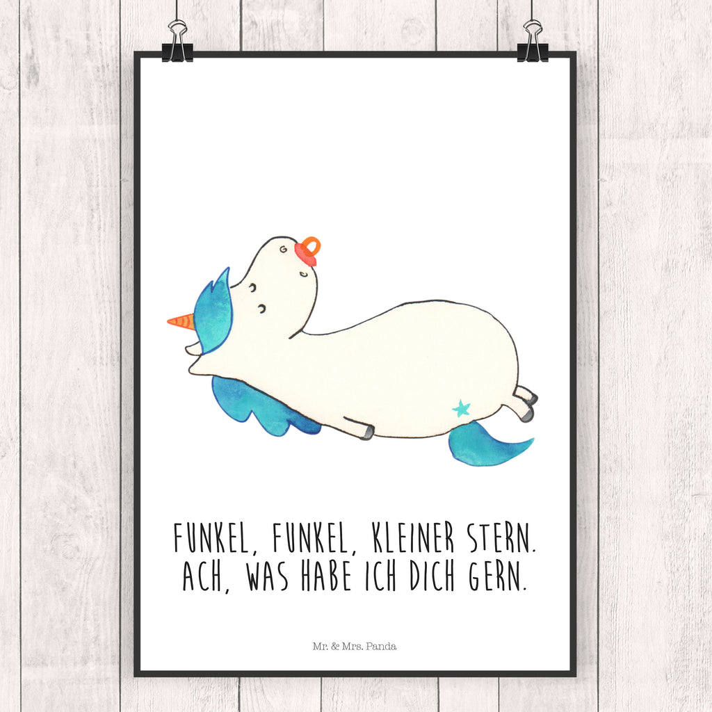 Poster Einhorn Schnullie Poster, Wandposter, Bild, Wanddeko, Küchenposter, Kinderposter, Wanddeko Bild, Raumdekoration, Wanddekoration, Handgemaltes Poster, Mr. & Mrs. Panda Poster, Designposter, Kunstdruck, Posterdruck, Einhorn, Einhörner, Einhorn Deko, Pegasus, Unicorn, Baby, Kleinkind, Geburt, Geburtstag, Säugling, Schnuller, Geschenk Geburt, Mutter, Mama