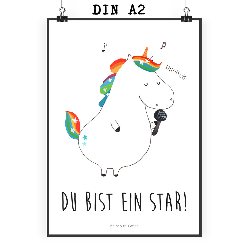 Poster Einhorn Sänger Poster, Wandposter, Bild, Wanddeko, Küchenposter, Kinderposter, Wanddeko Bild, Raumdekoration, Wanddekoration, Handgemaltes Poster, Mr. & Mrs. Panda Poster, Designposter, Kunstdruck, Posterdruck, Einhorn, Einhörner, Einhorn Deko, Pegasus, Unicorn, Glitzer, Konfetti, Party, Geburtstag, Feier, Fest, Disco, Sängerin, Sänger, Freundin