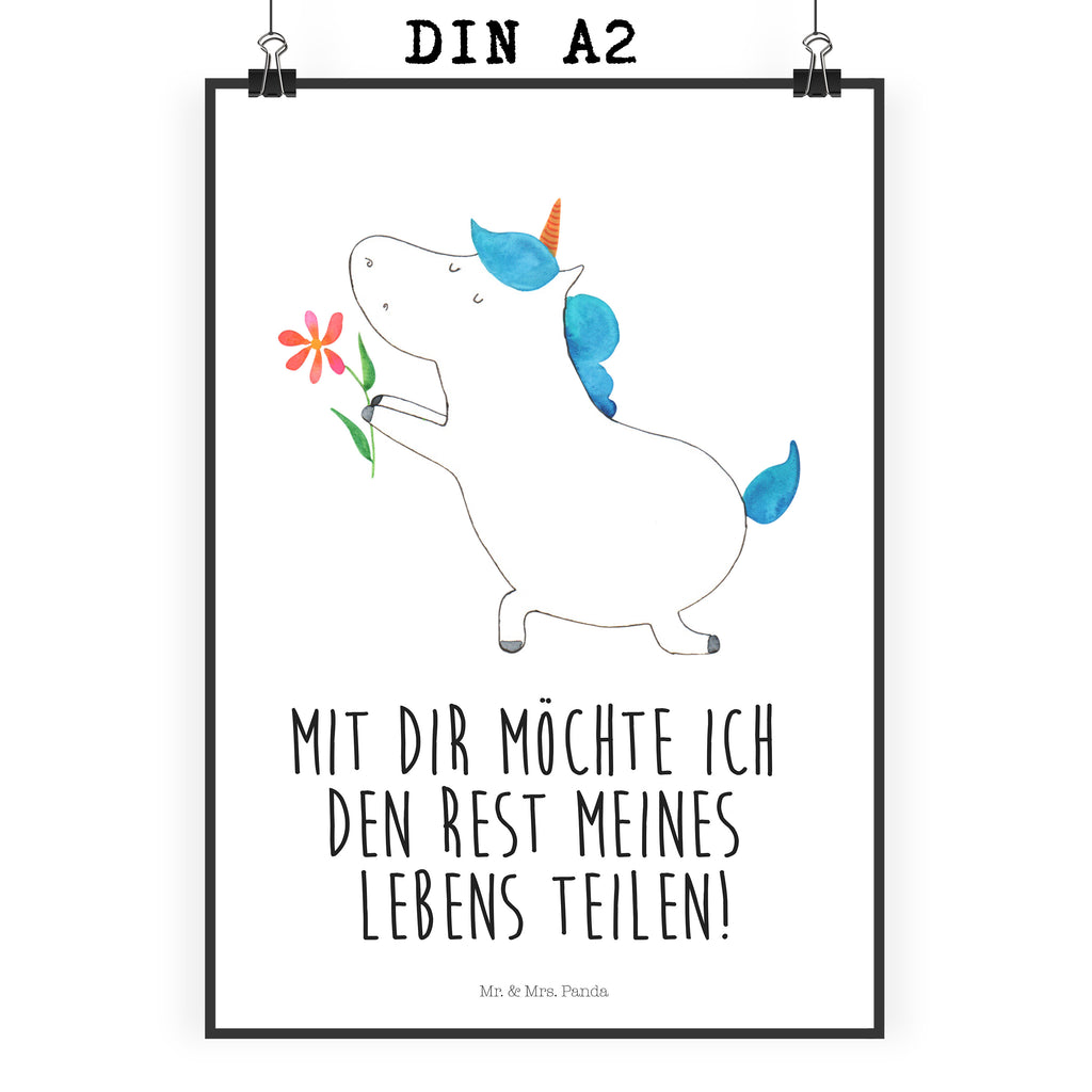 Poster Einhorn Blume Poster, Wandposter, Bild, Wanddeko, Küchenposter, Kinderposter, Wanddeko Bild, Raumdekoration, Wanddekoration, Handgemaltes Poster, Mr. & Mrs. Panda Poster, Designposter, Kunstdruck, Posterdruck, Einhorn, Einhörner, Einhorn Deko, Pegasus, Unicorn, Liebe, Liebesbeweis, Antrag, Heiratsantrag, Verlobung, Ehepaar, Pärchen, Partner, Freund, Freundin, Ehe, heiraten