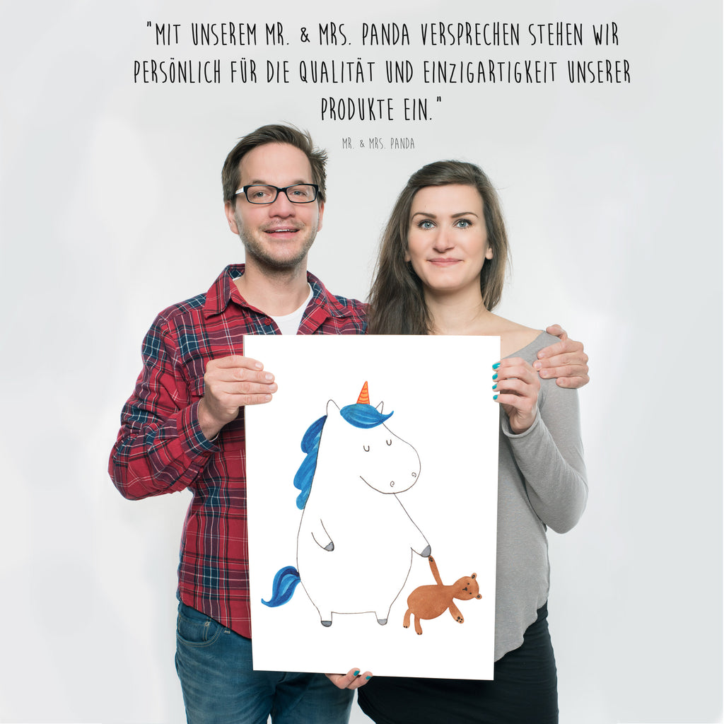 Poster Einhorn Teddy Poster, Wandposter, Bild, Wanddeko, Küchenposter, Kinderposter, Wanddeko Bild, Raumdekoration, Wanddekoration, Handgemaltes Poster, Mr. & Mrs. Panda Poster, Designposter, Kunstdruck, Posterdruck, Einhorn, Einhörner, Einhorn Deko, Pegasus, Unicorn, schlafen, gute Nacht, Single, Bett, Träumen, Freundin, Singleleben