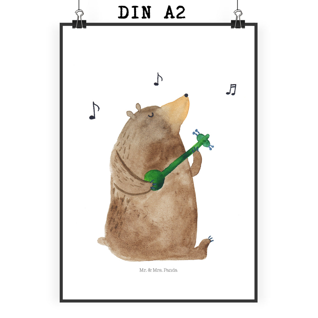 Poster Bär Gitarre Poster, Wandposter, Bild, Wanddeko, Küchenposter, Kinderposter, Wanddeko Bild, Raumdekoration, Wanddekoration, Handgemaltes Poster, Mr. & Mrs. Panda Poster, Designposter, Kunstdruck, Posterdruck, Bär, Teddy, Teddybär