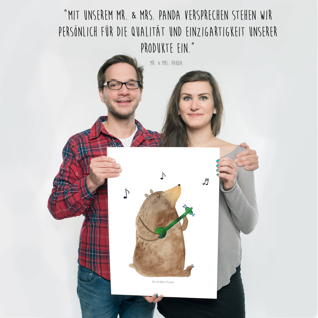 Poster Bär Gitarre Poster, Wandposter, Bild, Wanddeko, Küchenposter, Kinderposter, Wanddeko Bild, Raumdekoration, Wanddekoration, Handgemaltes Poster, Mr. & Mrs. Panda Poster, Designposter, Kunstdruck, Posterdruck, Bär, Teddy, Teddybär