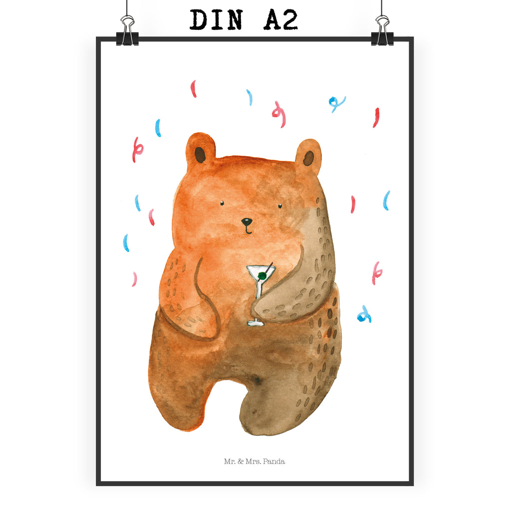 Poster Bär Party Poster, Wandposter, Bild, Wanddeko, Küchenposter, Kinderposter, Wanddeko Bild, Raumdekoration, Wanddekoration, Handgemaltes Poster, Mr. & Mrs. Panda Poster, Designposter, Kunstdruck, Posterdruck, Bär, Teddy, Teddybär, Geburtstag, Geburtstagsgeschenk, Geschenk, Party, Feiern, Abfeiern, Mitbringsel, Gute Laune, Lustig