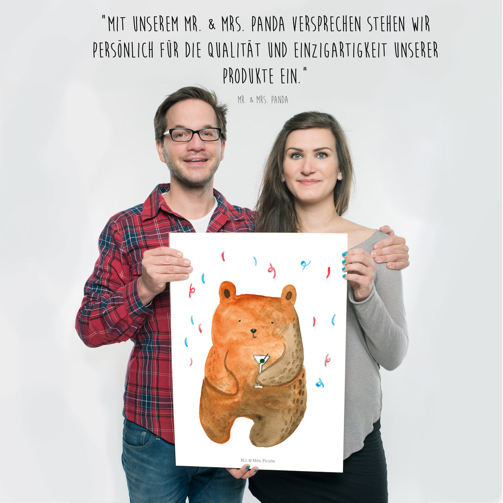 Poster Bär Party Poster, Wandposter, Bild, Wanddeko, Küchenposter, Kinderposter, Wanddeko Bild, Raumdekoration, Wanddekoration, Handgemaltes Poster, Mr. & Mrs. Panda Poster, Designposter, Kunstdruck, Posterdruck, Bär, Teddy, Teddybär, Geburtstag, Geburtstagsgeschenk, Geschenk, Party, Feiern, Abfeiern, Mitbringsel, Gute Laune, Lustig
