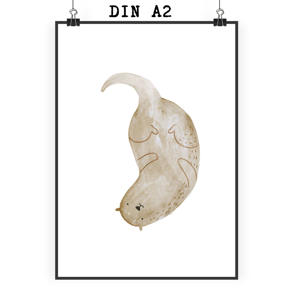 Poster Otter kopfüber Poster, Wandposter, Bild, Wanddeko, Küchenposter, Kinderposter, Wanddeko Bild, Raumdekoration, Wanddekoration, Handgemaltes Poster, Mr. & Mrs. Panda Poster, Designposter, Kunstdruck, Posterdruck, Otter, Fischotter, Seeotter, Otter Seeotter See Otter