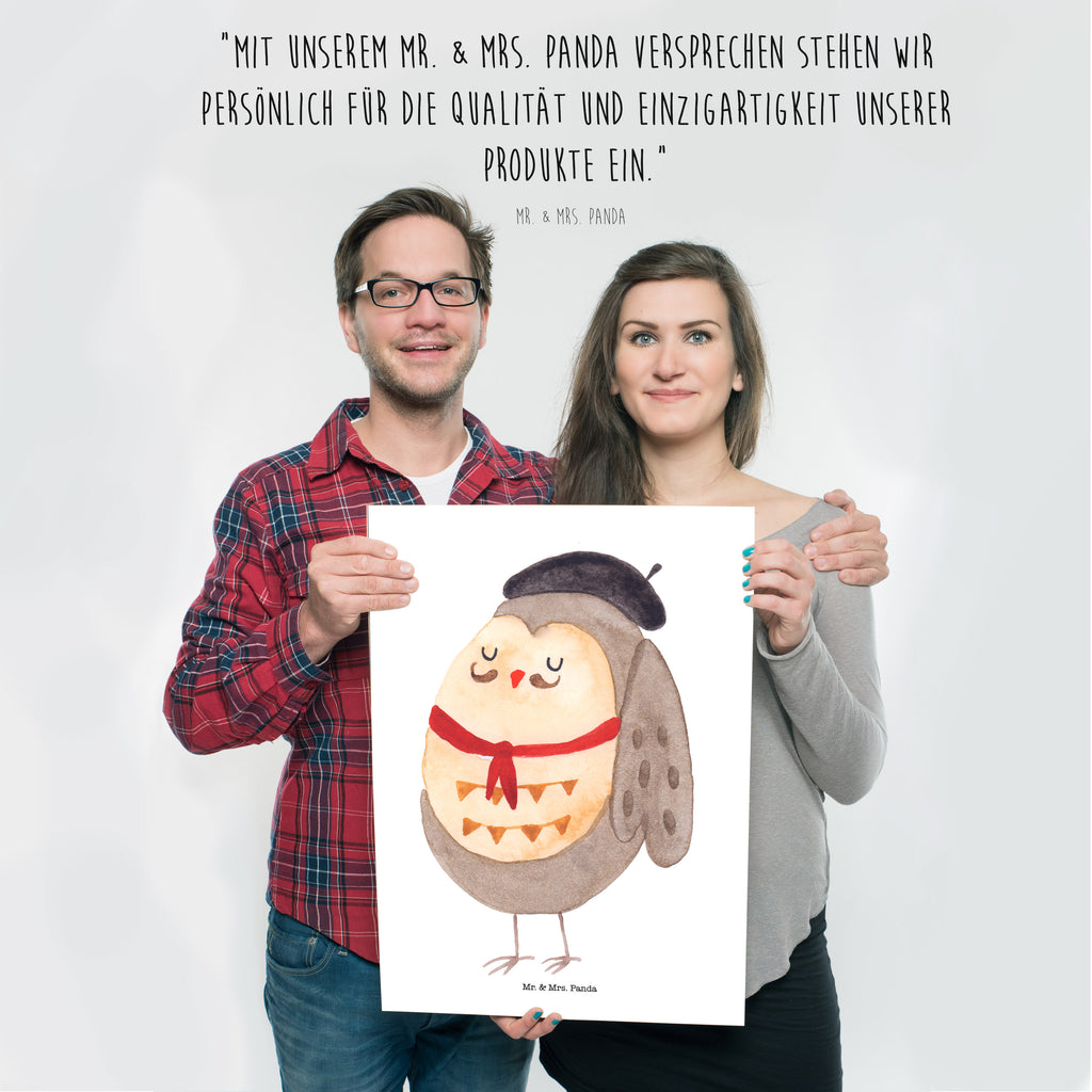 Poster Eule Französisch Poster, Wandposter, Bild, Wanddeko, Küchenposter, Kinderposter, Wanddeko Bild, Raumdekoration, Wanddekoration, Handgemaltes Poster, Mr. & Mrs. Panda Poster, Designposter, Kunstdruck, Posterdruck, Eule, Eulen, Eule Deko, Owl, hibou, La vie est belle, das Leben ist schön, Spruch schön, Spruch Französisch, Frankreich