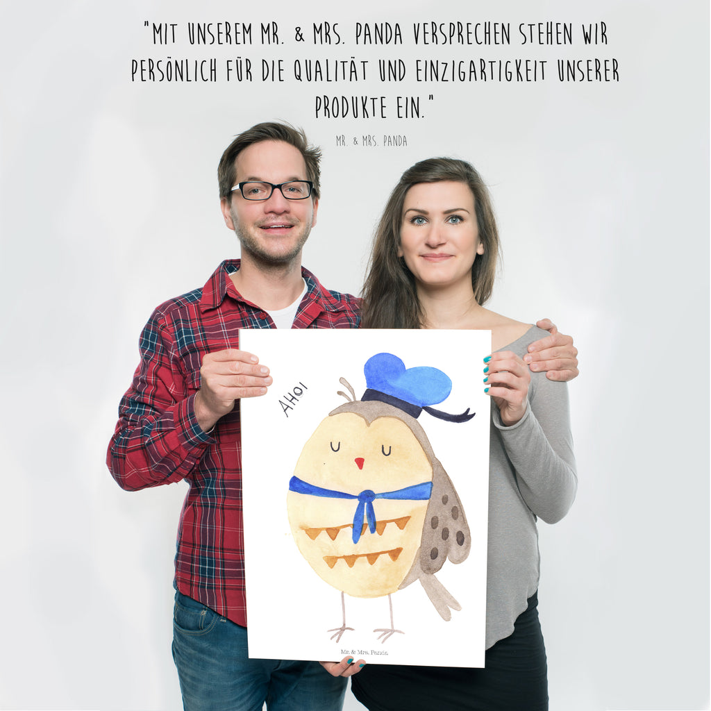 Poster Eule Matrosen Poster, Wandposter, Bild, Wanddeko, Küchenposter, Kinderposter, Wanddeko Bild, Raumdekoration, Wanddekoration, Handgemaltes Poster, Mr. & Mrs. Panda Poster, Designposter, Kunstdruck, Posterdruck, Eule, Eule Spruch, Eule Deko, Owl, Wortspiel lustig, Matrose, Freundin, Ehe, Seefahrer, Heimathafen, Hochzeitstag Geschenk