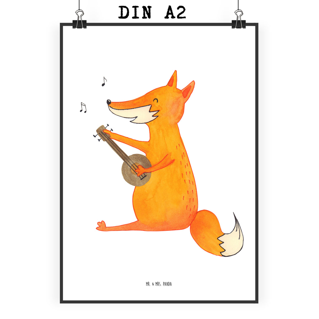 Poster Fuchs Gitarre Poster, Wandposter, Bild, Wanddeko, Küchenposter, Kinderposter, Wanddeko Bild, Raumdekoration, Wanddekoration, Handgemaltes Poster, Mr. & Mrs. Panda Poster, Designposter, Kunstdruck, Posterdruck, Fuchs, Füchse, Geschenk Musiker, Musik Spruch, Musikerin, Sänger, Sängerin, Gitarre