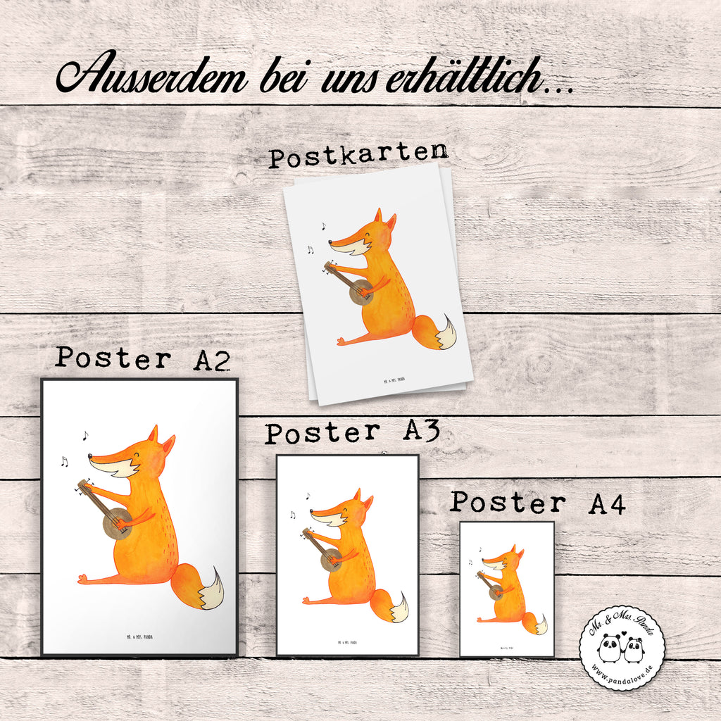 Poster Fuchs Gitarre Poster, Wandposter, Bild, Wanddeko, Küchenposter, Kinderposter, Wanddeko Bild, Raumdekoration, Wanddekoration, Handgemaltes Poster, Mr. & Mrs. Panda Poster, Designposter, Kunstdruck, Posterdruck, Fuchs, Füchse, Geschenk Musiker, Musik Spruch, Musikerin, Sänger, Sängerin, Gitarre