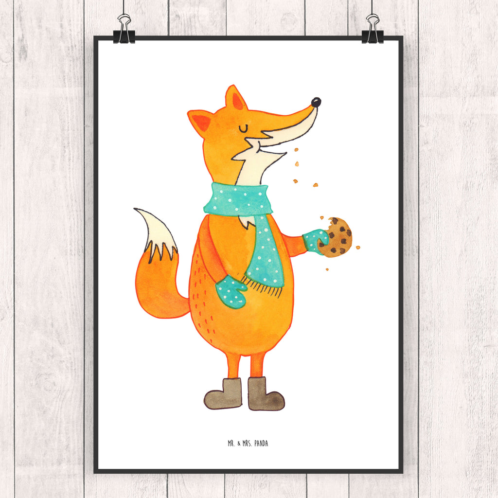 Poster Fuchs Keks Poster, Wandposter, Bild, Wanddeko, Küchenposter, Kinderposter, Wanddeko Bild, Raumdekoration, Wanddekoration, Handgemaltes Poster, Mr. & Mrs. Panda Poster, Designposter, Kunstdruck, Posterdruck, Fuchs, Füchse, Backen Spruch, Kekse, Winter, Weihnachtszeit, Plätzchen, Liebe, Küche Deko