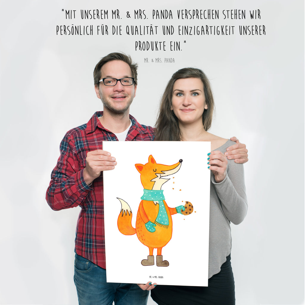 Poster Fuchs Keks Poster, Wandposter, Bild, Wanddeko, Küchenposter, Kinderposter, Wanddeko Bild, Raumdekoration, Wanddekoration, Handgemaltes Poster, Mr. & Mrs. Panda Poster, Designposter, Kunstdruck, Posterdruck, Fuchs, Füchse, Backen Spruch, Kekse, Winter, Weihnachtszeit, Plätzchen, Liebe, Küche Deko