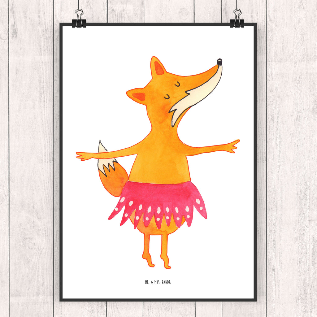 Poster Fuchs Ballerina Poster, Wandposter, Bild, Wanddeko, Küchenposter, Kinderposter, Wanddeko Bild, Raumdekoration, Wanddekoration, Handgemaltes Poster, Mr. & Mrs. Panda Poster, Designposter, Kunstdruck, Posterdruck, Fuchs, Fuchs Spruch, Füchse, Füchsin, Ballerina, Ballett, Tänzerin, Tanzen, Party, Einladung, Geburtstag