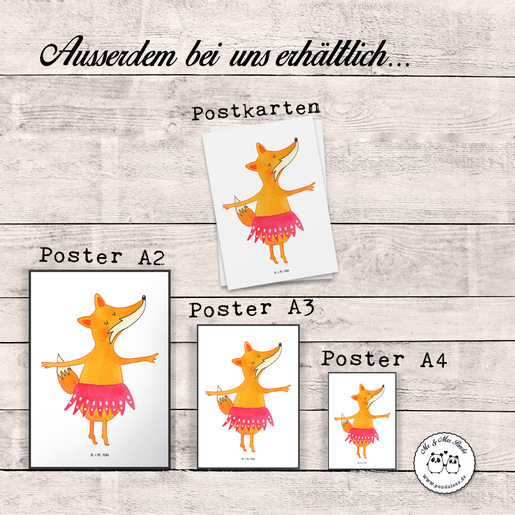 Poster Fuchs Ballerina Poster, Wandposter, Bild, Wanddeko, Küchenposter, Kinderposter, Wanddeko Bild, Raumdekoration, Wanddekoration, Handgemaltes Poster, Mr. & Mrs. Panda Poster, Designposter, Kunstdruck, Posterdruck, Fuchs, Fuchs Spruch, Füchse, Füchsin, Ballerina, Ballett, Tänzerin, Tanzen, Party, Einladung, Geburtstag