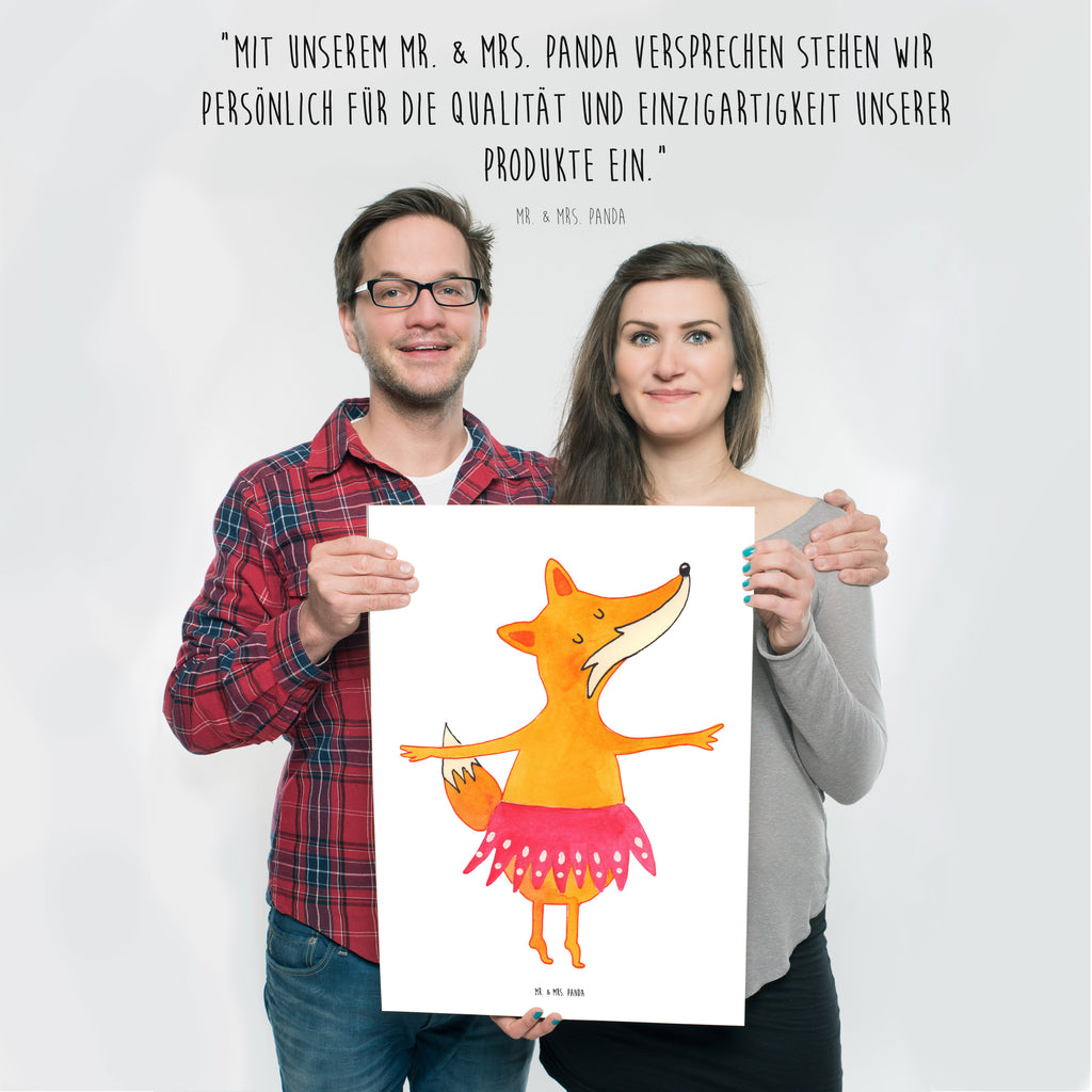 Poster Fuchs Ballerina Poster, Wandposter, Bild, Wanddeko, Küchenposter, Kinderposter, Wanddeko Bild, Raumdekoration, Wanddekoration, Handgemaltes Poster, Mr. & Mrs. Panda Poster, Designposter, Kunstdruck, Posterdruck, Fuchs, Fuchs Spruch, Füchse, Füchsin, Ballerina, Ballett, Tänzerin, Tanzen, Party, Einladung, Geburtstag