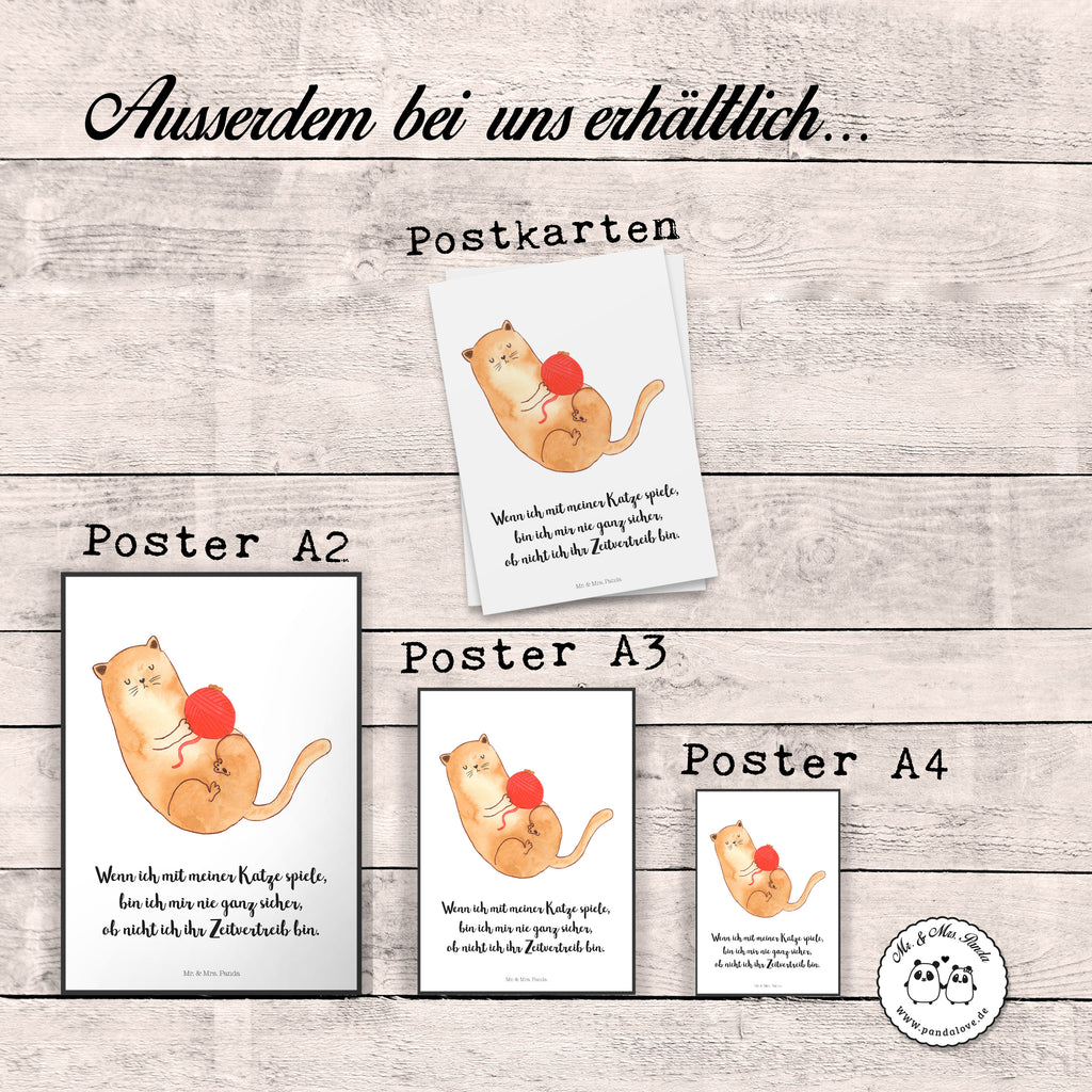 Poster Katzen Wollknäul Poster, Wandposter, Bild, Wanddeko, Küchenposter, Kinderposter, Wanddeko Bild, Raumdekoration, Wanddekoration, Handgemaltes Poster, Mr. & Mrs. Panda Poster, Designposter, Kunstdruck, Posterdruck, Katze, Katzenmotiv, Katzenfan, Katzendeko, Katzenfreund, Katzenliebhaber, Katzenprodukte, Katzenartikel, Katzenaccessoires, Katzensouvenirs, Katzenliebhaberprodukte, Katzenmotive, Katzen, Kater, Mietze, Cat, Cats, Katzenhalter, Katzenbesitzerin, Haustier, Wollknäuel, Wolle, Spielen, Spiel, verspielt