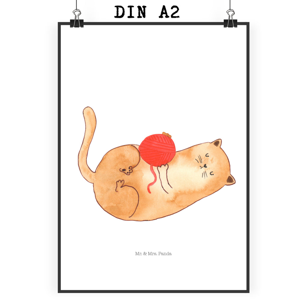 Poster Katzen Wollknäul Poster, Wandposter, Bild, Wanddeko, Küchenposter, Kinderposter, Wanddeko Bild, Raumdekoration, Wanddekoration, Handgemaltes Poster, Mr. & Mrs. Panda Poster, Designposter, Kunstdruck, Posterdruck, Katze, Katzenmotiv, Katzenfan, Katzendeko, Katzenfreund, Katzenliebhaber, Katzenprodukte, Katzenartikel, Katzenaccessoires, Katzensouvenirs, Katzenliebhaberprodukte, Katzenmotive, Katzen, Kater, Mietze, Cat, Cats, Katzenhalter, Katzenbesitzerin, Haustier, Wollknäuel, Wolle, Spielen, Spiel, verspielt