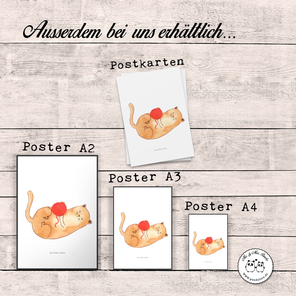 Poster Katzen Wollknäul Poster, Wandposter, Bild, Wanddeko, Küchenposter, Kinderposter, Wanddeko Bild, Raumdekoration, Wanddekoration, Handgemaltes Poster, Mr. & Mrs. Panda Poster, Designposter, Kunstdruck, Posterdruck, Katze, Katzenmotiv, Katzenfan, Katzendeko, Katzenfreund, Katzenliebhaber, Katzenprodukte, Katzenartikel, Katzenaccessoires, Katzensouvenirs, Katzenliebhaberprodukte, Katzenmotive, Katzen, Kater, Mietze, Cat, Cats, Katzenhalter, Katzenbesitzerin, Haustier, Wollknäuel, Wolle, Spielen, Spiel, verspielt