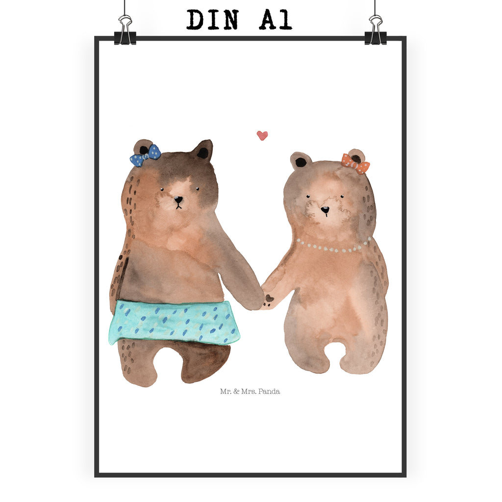 Poster Bär Freundin Poster, Wandposter, Bild, Wanddeko, Küchenposter, Kinderposter, Wanddeko Bild, Raumdekoration, Wanddekoration, Handgemaltes Poster, Mr. & Mrs. Panda Poster, Designposter, Kunstdruck, Posterdruck, Bär, Teddy, Teddybär, Bär Freundin Beste Freund Liebe Liebesbeweis Verliebt Kumpel Kumpeliene