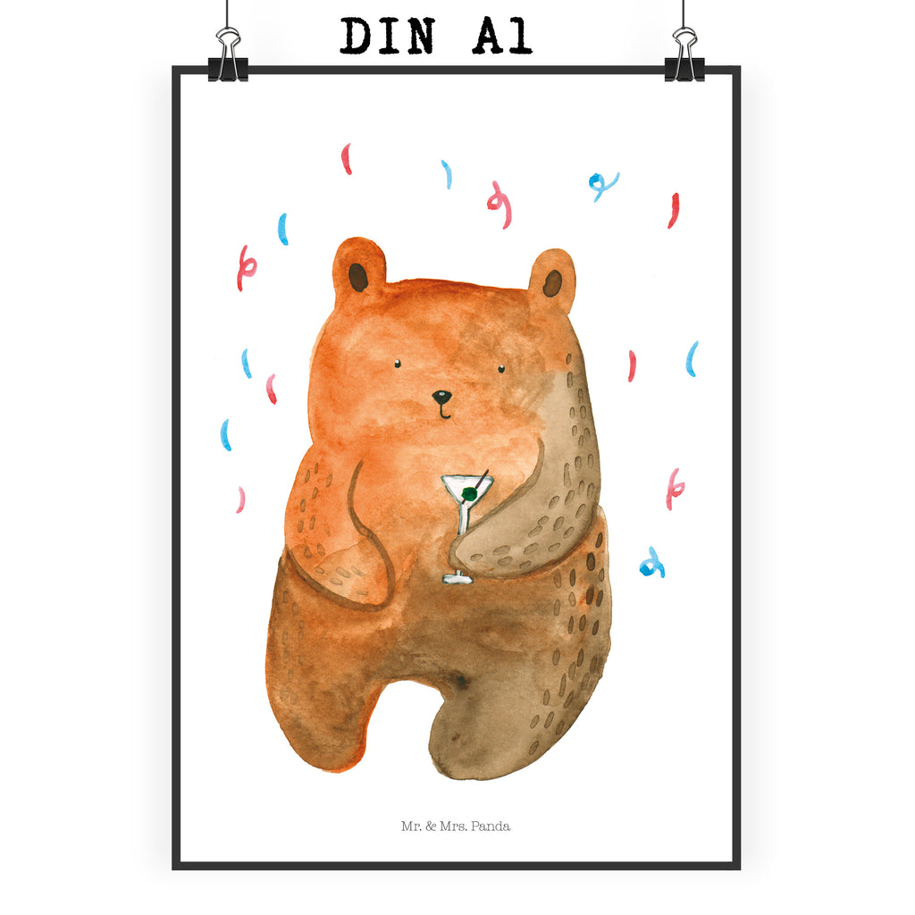 Poster Bär Party Poster, Wandposter, Bild, Wanddeko, Küchenposter, Kinderposter, Wanddeko Bild, Raumdekoration, Wanddekoration, Handgemaltes Poster, Mr. & Mrs. Panda Poster, Designposter, Kunstdruck, Posterdruck, Bär, Teddy, Teddybär, Geburtstag, Geburtstagsgeschenk, Geschenk, Party, Feiern, Abfeiern, Mitbringsel, Gute Laune, Lustig