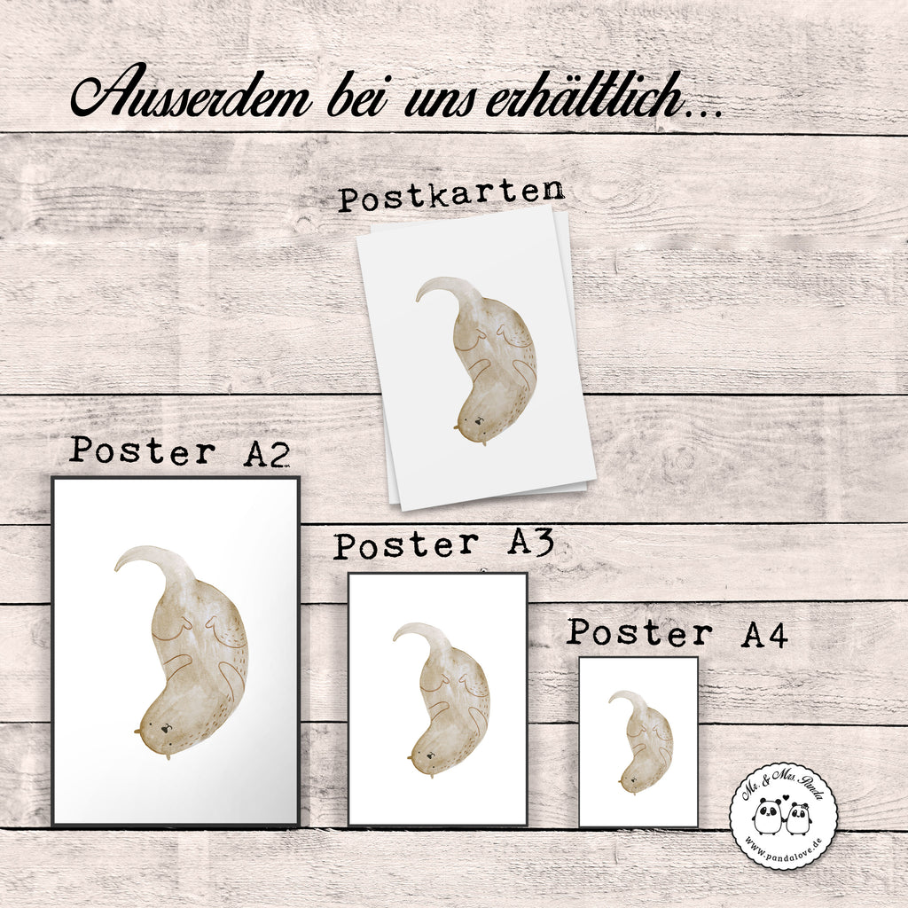 Poster Otter kopfüber Poster, Wandposter, Bild, Wanddeko, Küchenposter, Kinderposter, Wanddeko Bild, Raumdekoration, Wanddekoration, Handgemaltes Poster, Mr. & Mrs. Panda Poster, Designposter, Kunstdruck, Posterdruck, Otter, Fischotter, Seeotter, Otter Seeotter See Otter