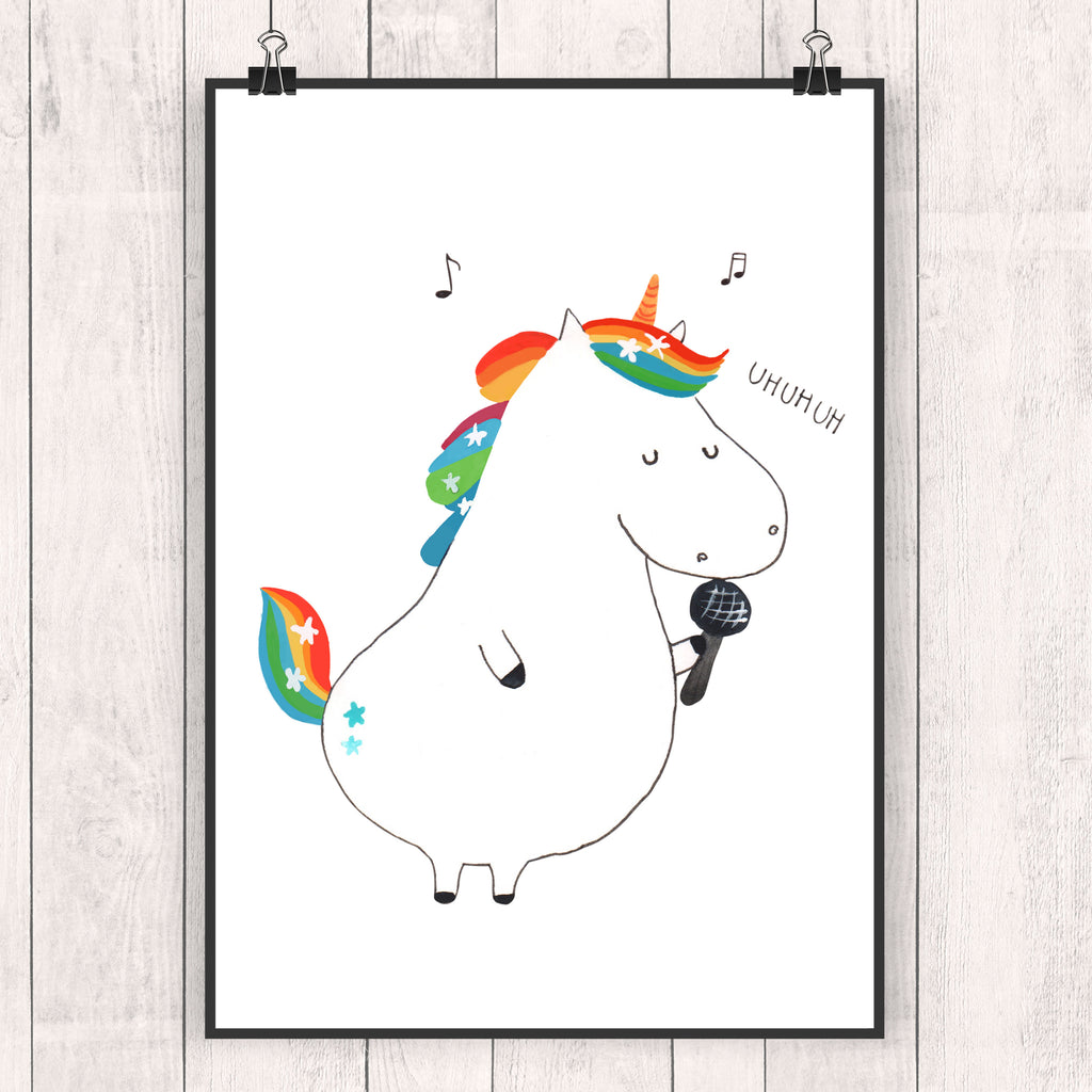 Poster Einhorn Sänger Poster, Wandposter, Bild, Wanddeko, Küchenposter, Kinderposter, Wanddeko Bild, Raumdekoration, Wanddekoration, Handgemaltes Poster, Mr. & Mrs. Panda Poster, Designposter, Kunstdruck, Posterdruck, Einhorn, Einhörner, Einhorn Deko, Pegasus, Unicorn, Glitzer, Konfetti, Party, Geburtstag, Feier, Fest, Disco, Sängerin, Sänger, Freundin