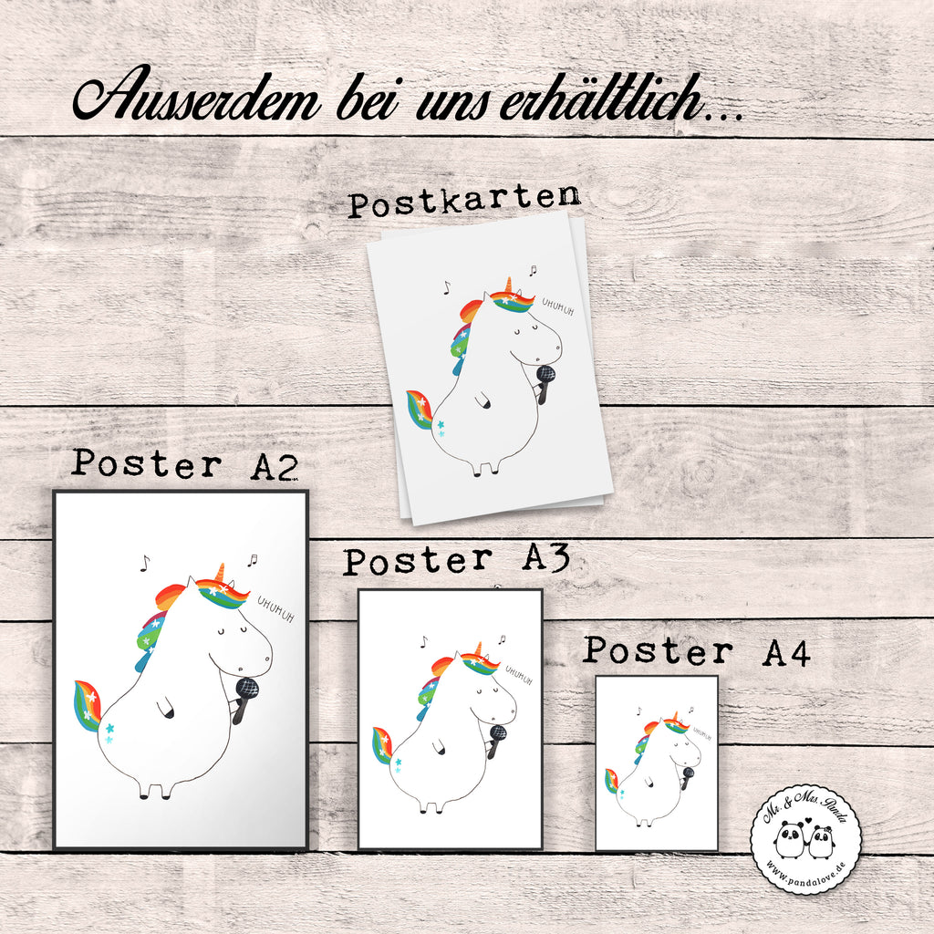 Poster Einhorn Sänger Poster, Wandposter, Bild, Wanddeko, Küchenposter, Kinderposter, Wanddeko Bild, Raumdekoration, Wanddekoration, Handgemaltes Poster, Mr. & Mrs. Panda Poster, Designposter, Kunstdruck, Posterdruck, Einhorn, Einhörner, Einhorn Deko, Pegasus, Unicorn, Glitzer, Konfetti, Party, Geburtstag, Feier, Fest, Disco, Sängerin, Sänger, Freundin