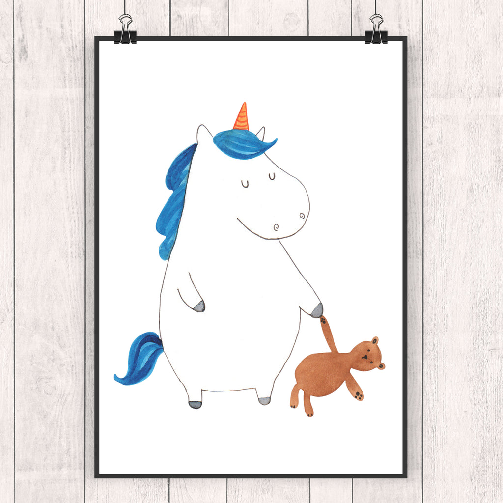 Poster Einhorn Teddy Poster, Wandposter, Bild, Wanddeko, Küchenposter, Kinderposter, Wanddeko Bild, Raumdekoration, Wanddekoration, Handgemaltes Poster, Mr. & Mrs. Panda Poster, Designposter, Kunstdruck, Posterdruck, Einhorn, Einhörner, Einhorn Deko, Pegasus, Unicorn, schlafen, gute Nacht, Single, Bett, Träumen, Freundin, Singleleben