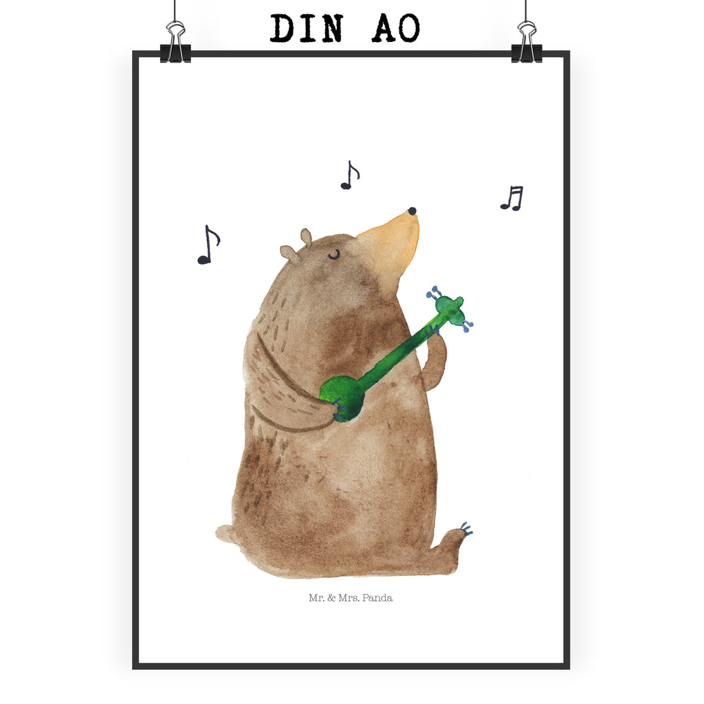 Poster Bär Gitarre Poster, Wandposter, Bild, Wanddeko, Küchenposter, Kinderposter, Wanddeko Bild, Raumdekoration, Wanddekoration, Handgemaltes Poster, Mr. & Mrs. Panda Poster, Designposter, Kunstdruck, Posterdruck, Bär, Teddy, Teddybär
