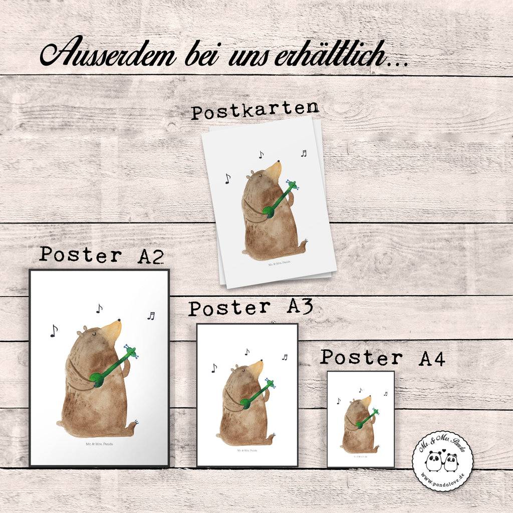 Poster Bär Gitarre Poster, Wandposter, Bild, Wanddeko, Küchenposter, Kinderposter, Wanddeko Bild, Raumdekoration, Wanddekoration, Handgemaltes Poster, Mr. & Mrs. Panda Poster, Designposter, Kunstdruck, Posterdruck, Bär, Teddy, Teddybär
