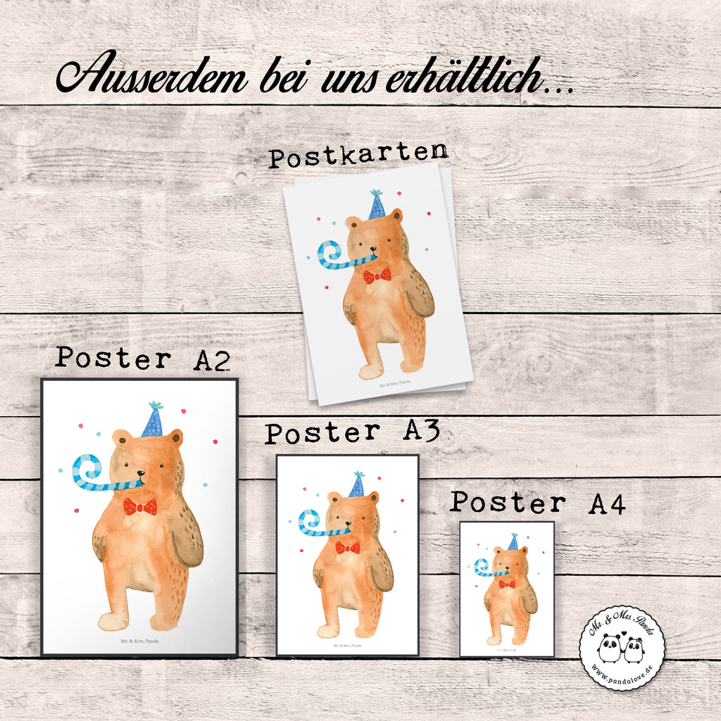 Poster Birthday Bär Poster, Wandposter, Bild, Wanddeko, Küchenposter, Kinderposter, Wanddeko Bild, Raumdekoration, Wanddekoration, Handgemaltes Poster, Mr. & Mrs. Panda Poster, Designposter, Kunstdruck, Posterdruck, Bär, Teddy, Teddybär, Happy Birthday, Alles Gute, Glückwunsch, Geburtstag