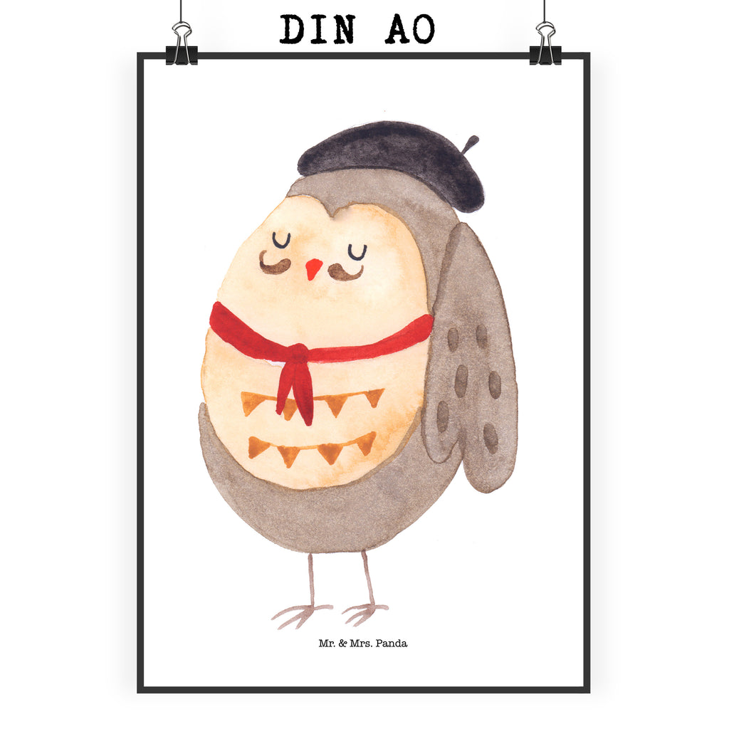 Poster Eule Französisch Poster, Wandposter, Bild, Wanddeko, Küchenposter, Kinderposter, Wanddeko Bild, Raumdekoration, Wanddekoration, Handgemaltes Poster, Mr. & Mrs. Panda Poster, Designposter, Kunstdruck, Posterdruck, Eule, Eulen, Eule Deko, Owl, hibou, La vie est belle, das Leben ist schön, Spruch schön, Spruch Französisch, Frankreich