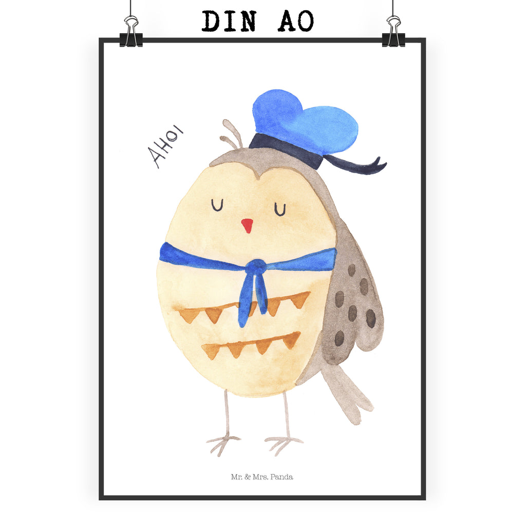 Poster Eule Matrosen Poster, Wandposter, Bild, Wanddeko, Küchenposter, Kinderposter, Wanddeko Bild, Raumdekoration, Wanddekoration, Handgemaltes Poster, Mr. & Mrs. Panda Poster, Designposter, Kunstdruck, Posterdruck, Eule, Eule Spruch, Eule Deko, Owl, Wortspiel lustig, Matrose, Freundin, Ehe, Seefahrer, Heimathafen, Hochzeitstag Geschenk
