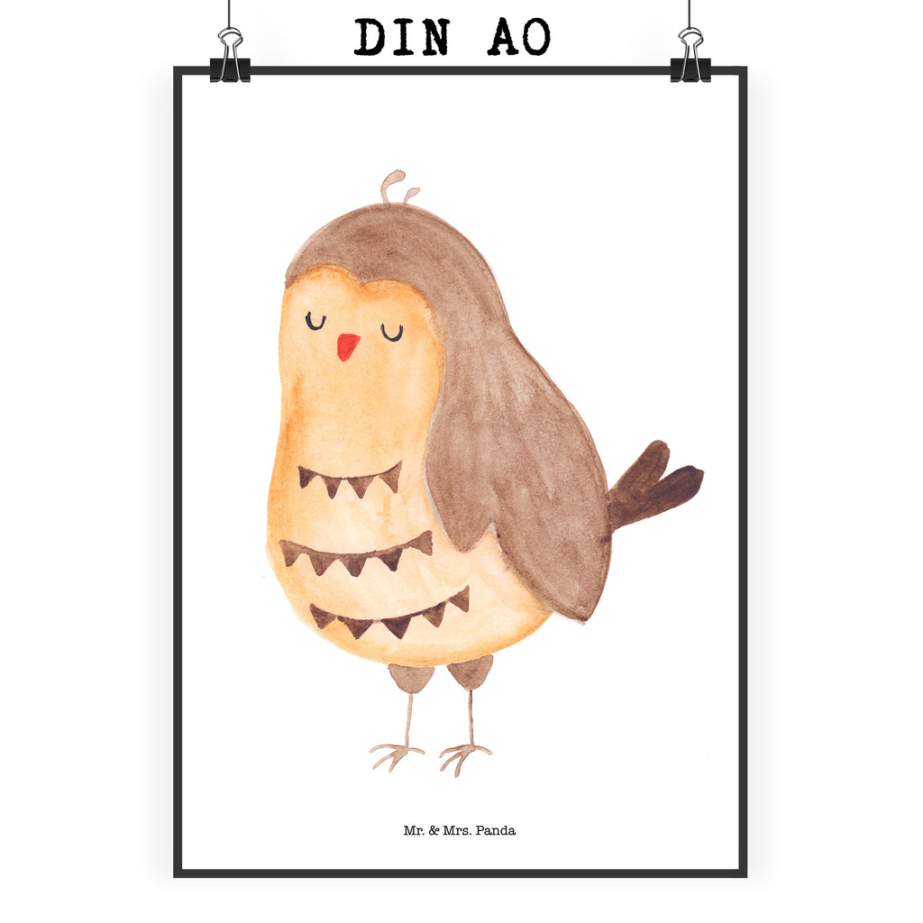 Poster Eule Zufrieden Poster, Wandposter, Bild, Wanddeko, Küchenposter, Kinderposter, Wanddeko Bild, Raumdekoration, Wanddekoration, Handgemaltes Poster, Mr. & Mrs. Panda Poster, Designposter, Kunstdruck, Posterdruck, Eule, Eule Spruch, Eule deko, Owl, Liebe Spruch, Romantisch, Wortspiel lustig, Spruch schön, Geschenk Hochzeitstag