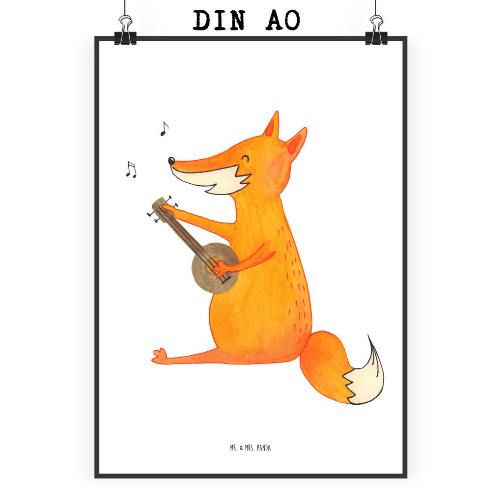 Poster Fuchs Gitarre Poster, Wandposter, Bild, Wanddeko, Küchenposter, Kinderposter, Wanddeko Bild, Raumdekoration, Wanddekoration, Handgemaltes Poster, Mr. & Mrs. Panda Poster, Designposter, Kunstdruck, Posterdruck, Fuchs, Füchse, Geschenk Musiker, Musik Spruch, Musikerin, Sänger, Sängerin, Gitarre