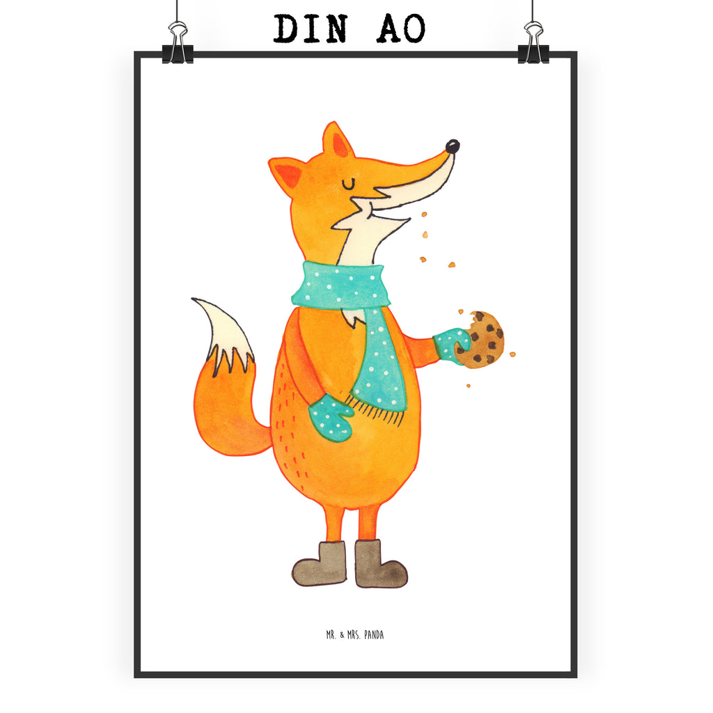Poster Fuchs Keks Poster, Wandposter, Bild, Wanddeko, Küchenposter, Kinderposter, Wanddeko Bild, Raumdekoration, Wanddekoration, Handgemaltes Poster, Mr. & Mrs. Panda Poster, Designposter, Kunstdruck, Posterdruck, Fuchs, Füchse, Backen Spruch, Kekse, Winter, Weihnachtszeit, Plätzchen, Liebe, Küche Deko